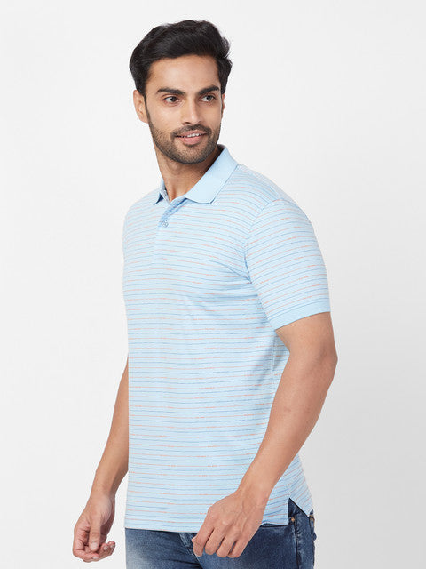 Park Avenue Men Blue Slim Fit Stripe T-Shirt
