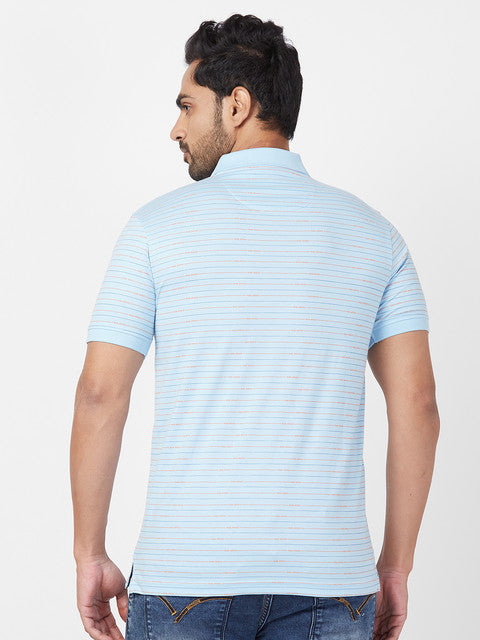 Park Avenue Men Blue Slim Fit Stripe T-Shirt