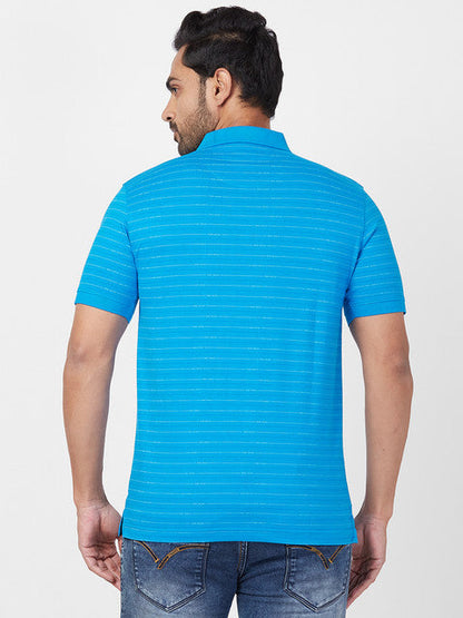Park Avenue Men Blue Slim Fit Stripe T-Shirt