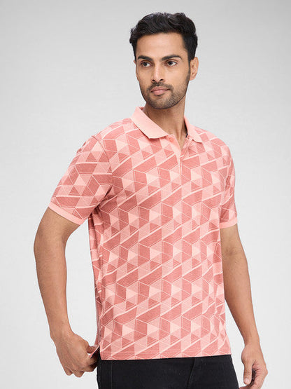 Park Avenue Men Pink Printed Slim Fit Cotton Blend T-Shirt