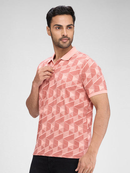 Park Avenue Men Pink Printed Slim Fit Cotton Blend T-Shirt