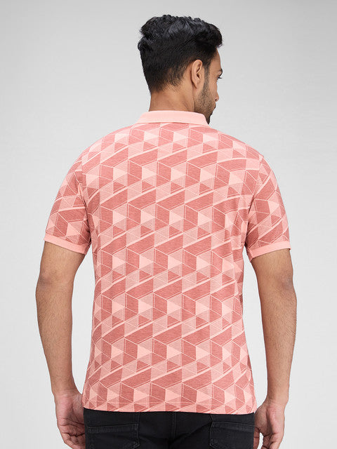 Park Avenue Men Pink Printed Slim Fit Cotton Blend T-Shirt