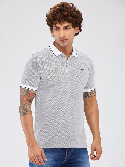 Park Avenue White Printed Slim Fit Cotton Blend T-Shirt