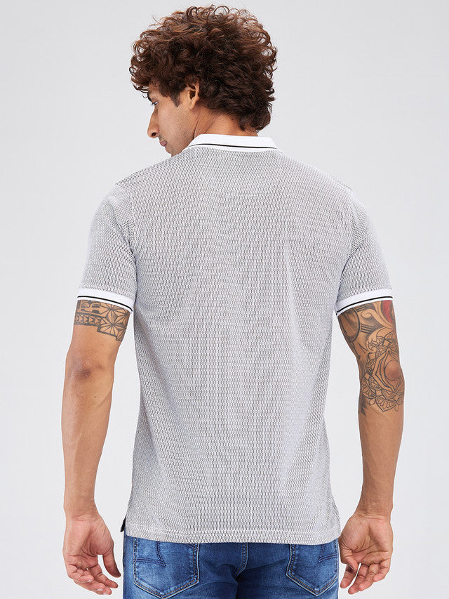Park Avenue White Printed Slim Fit Cotton Blend T-Shirt