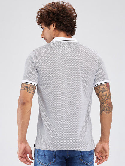 Park Avenue White Printed Slim Fit Cotton Blend T-Shirt