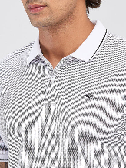Park Avenue White Printed Slim Fit Cotton Blend T-Shirt