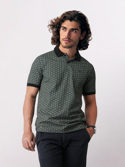 Park Avenue Men Black Printed Slim Fit Cotton Blend T-Shirt