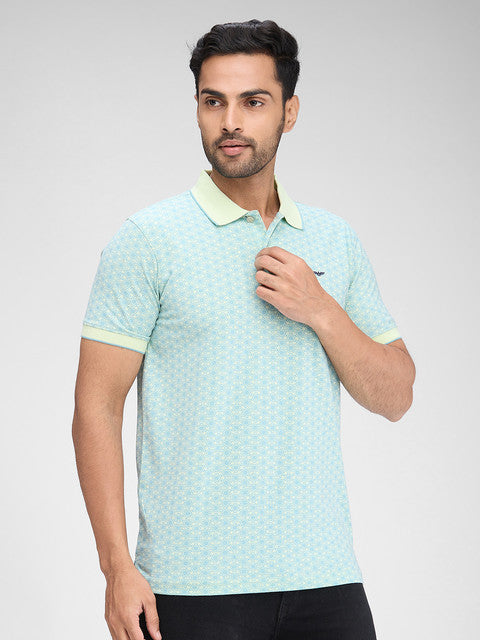 Park Avenue Men Green Printed Slim Fit Cotton Blend T-Shirt