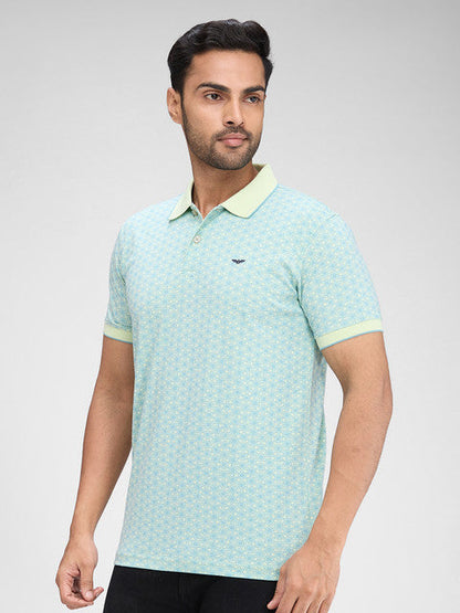 Park Avenue Men Green Printed Slim Fit Cotton Blend T-Shirt