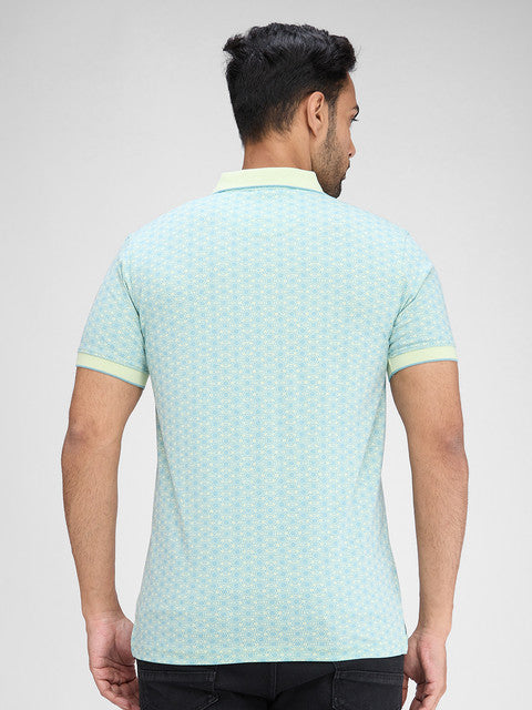 Park Avenue Men Green Printed Slim Fit Cotton Blend T-Shirt