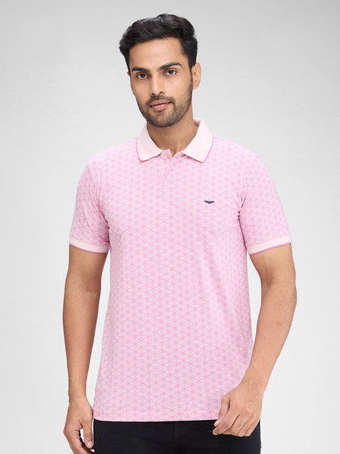 Park Avenue Men Pink Printed Slim Fit Cotton Blend T-Shirt