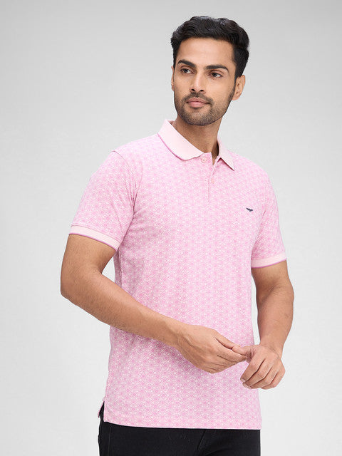 Park Avenue Men Pink Printed Slim Fit Cotton Blend T-Shirt