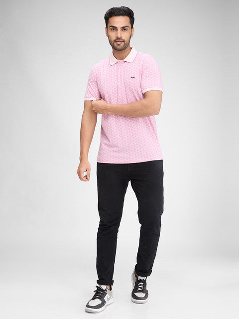 Park Avenue Men Pink Printed Slim Fit Cotton Blend T-Shirt