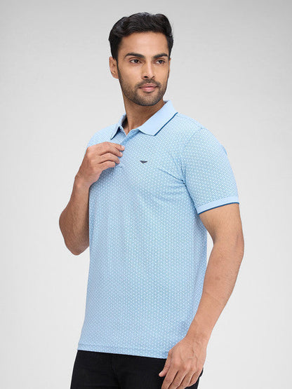 Park Avenue Men Blue Printed Slim Fit Cotton Blend T-Shirt