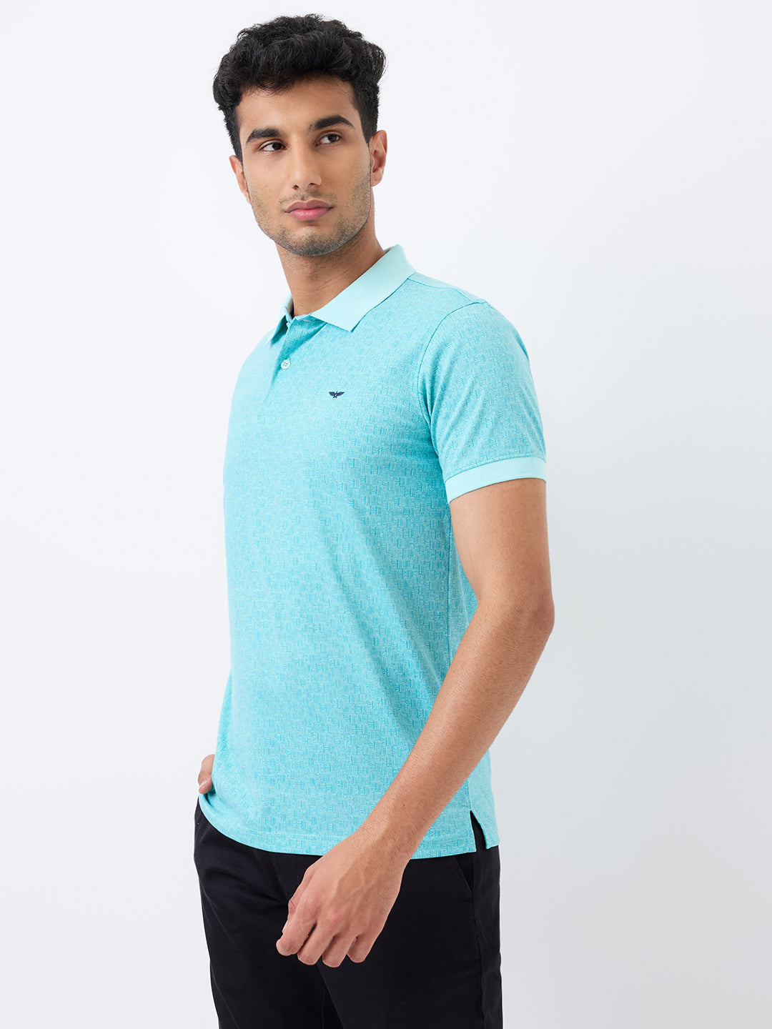 Park Avenue Men Green Printed Slim Fit Cotton Blend T-Shirt