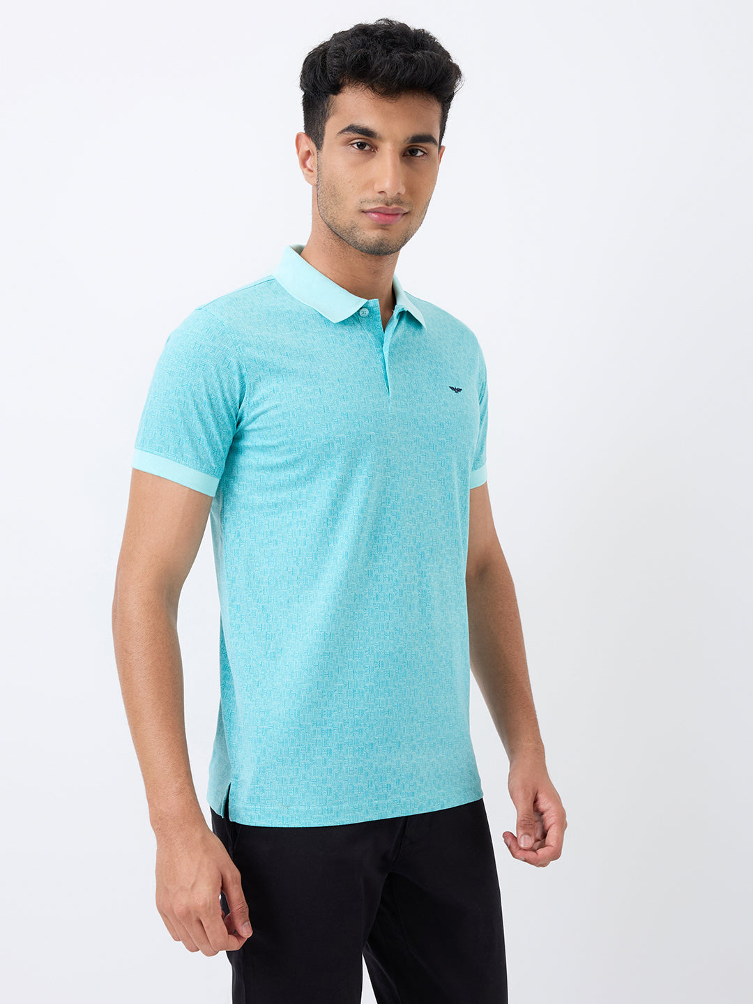 Park Avenue Men Green Printed Slim Fit Cotton Blend T-Shirt