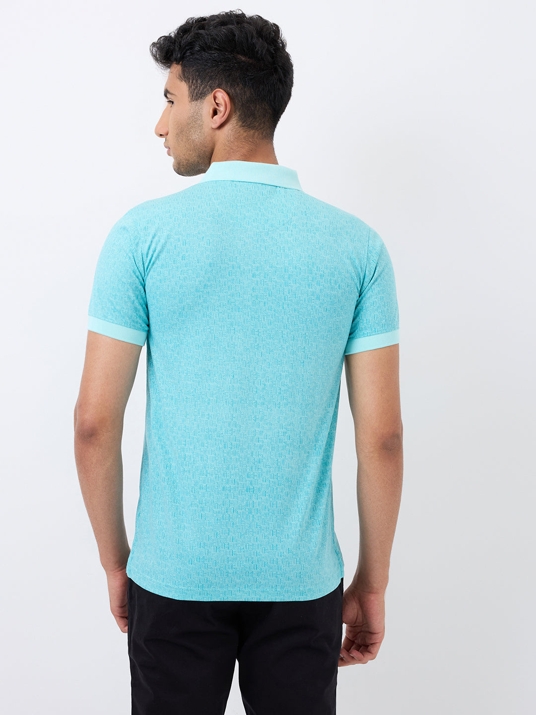 Park Avenue Men Green Printed Slim Fit Cotton Blend T-Shirt