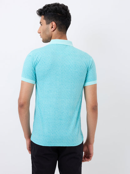 Park Avenue Men Green Printed Slim Fit Cotton Blend T-Shirt