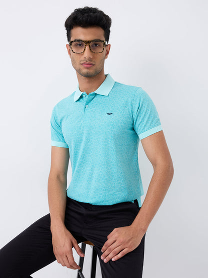Park Avenue Men Green Printed Slim Fit Cotton Blend T-Shirt