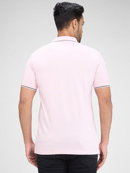 Park Avenue Pink Solid Slim Fit Half Sleeve Cotton Blend T-Shirt