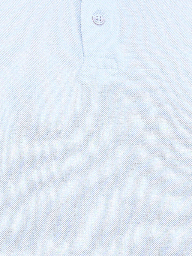 Park Avenue Blue Solid Slim Fit Half Sleeve Cotton Blend T-Shirt