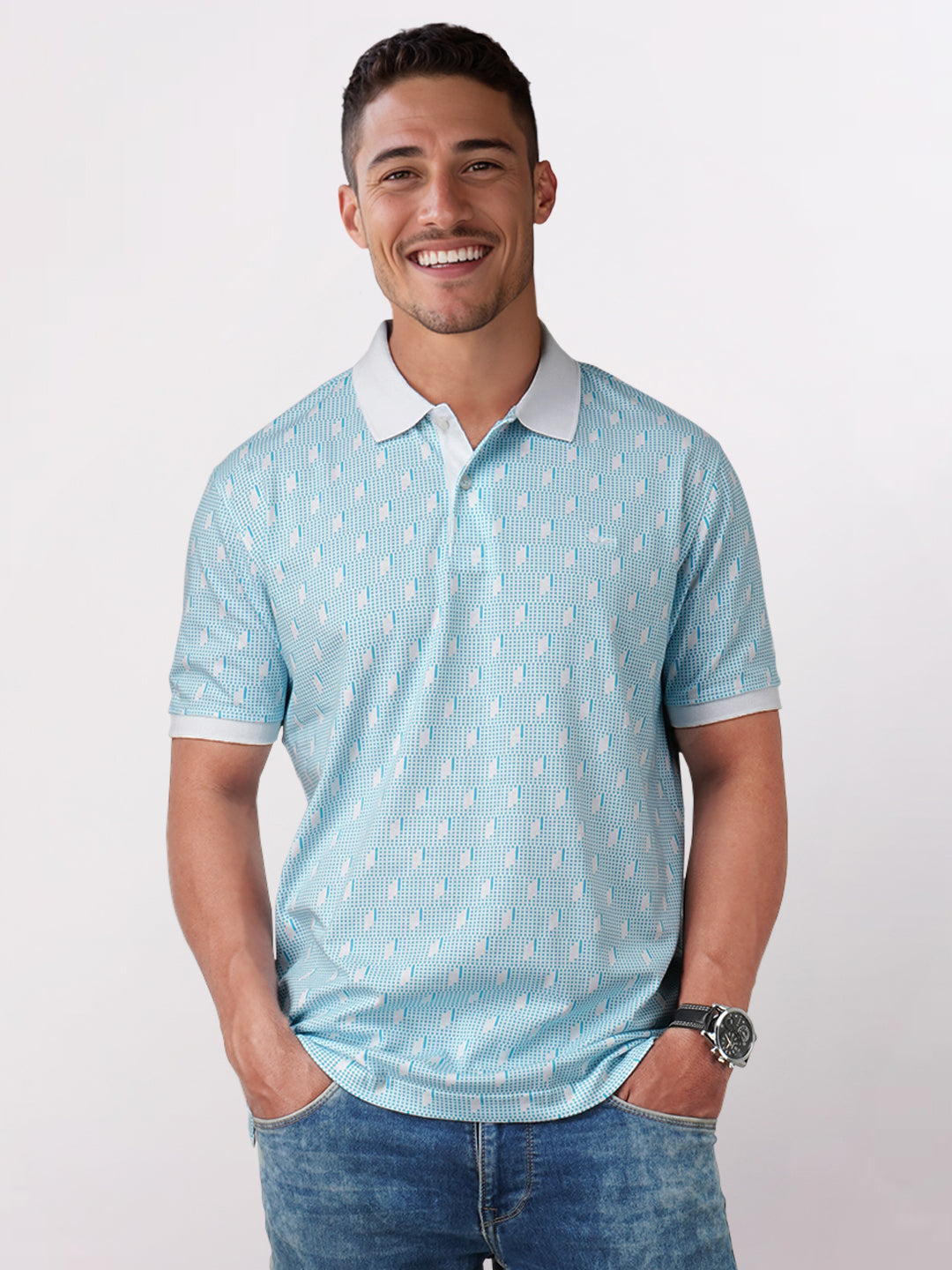 Park Avenue Men White Printed Slim Fit Cotton Blend T-Shirt