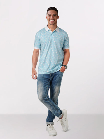 Park Avenue Men White Printed Slim Fit Cotton Blend T-Shirt
