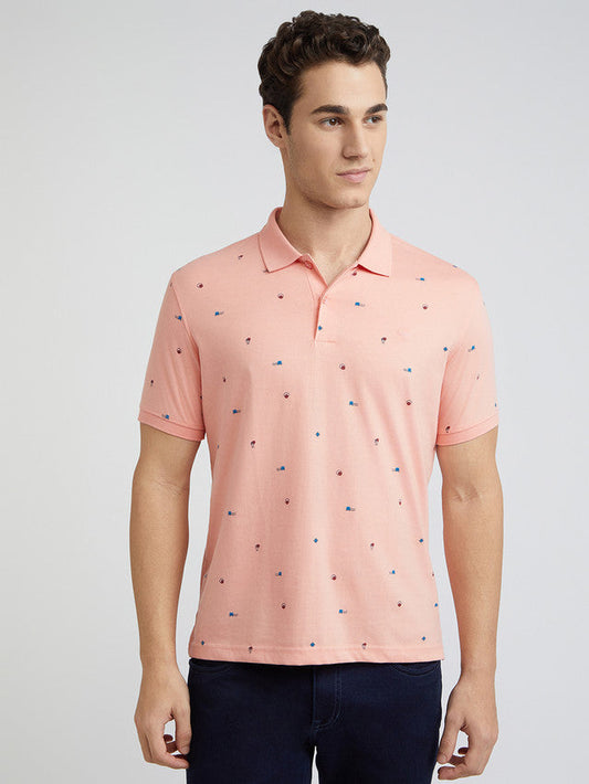 Park Avenue Men Pink Printed Slim Fit Cotton Blend T-Shirt