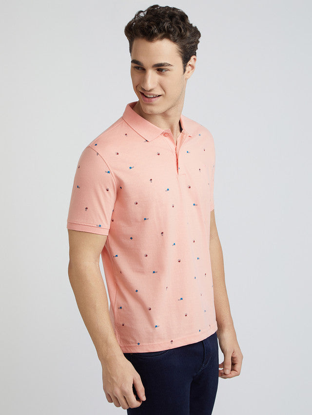 Park Avenue Men Pink Printed Slim Fit Cotton Blend T-Shirt