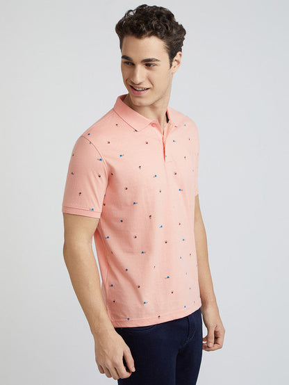 Park Avenue Men Pink Printed Slim Fit Cotton Blend T-Shirt