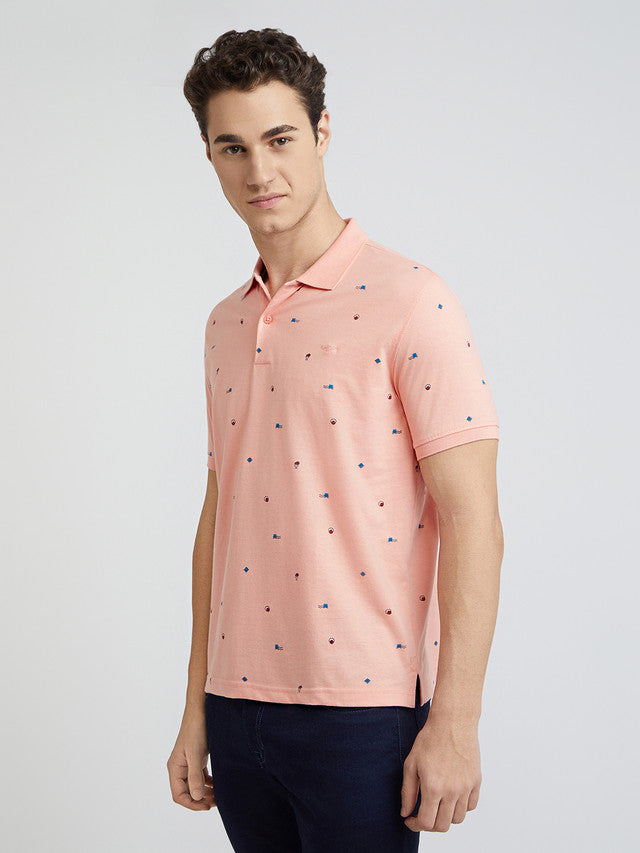 Park Avenue Men Pink Printed Slim Fit Cotton Blend T-Shirt