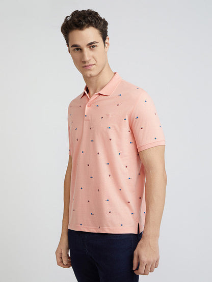 Park Avenue Men Pink Printed Slim Fit Cotton Blend T-Shirt