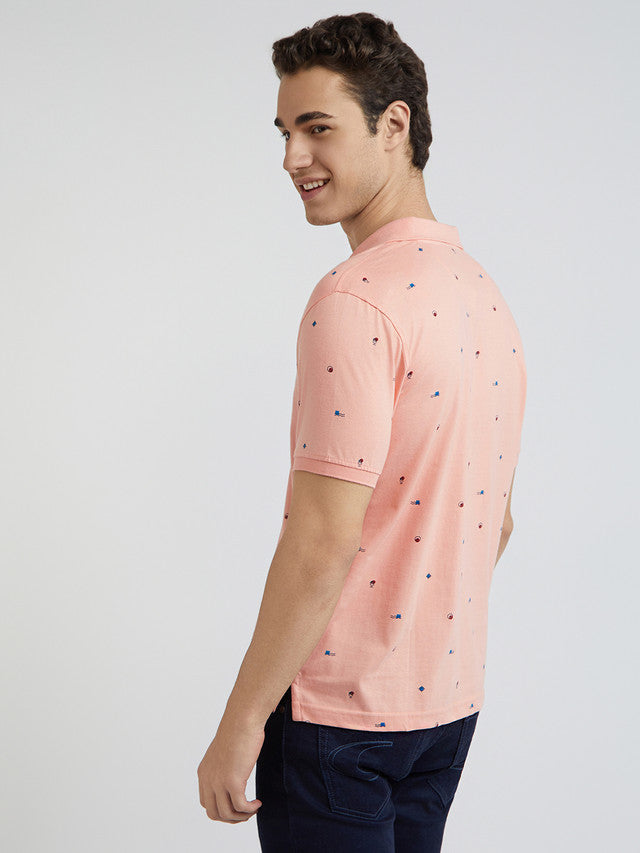 Park Avenue Men Pink Printed Slim Fit Cotton Blend T-Shirt
