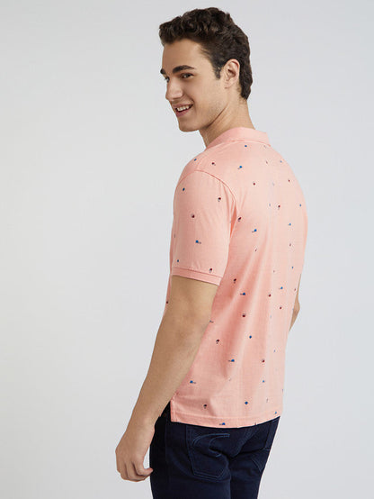 Park Avenue Men Pink Printed Slim Fit Cotton Blend T-Shirt