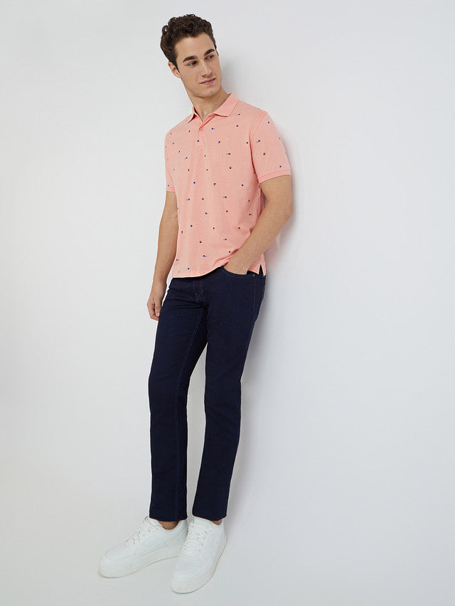 Park Avenue Men Pink Printed Slim Fit Cotton Blend T-Shirt