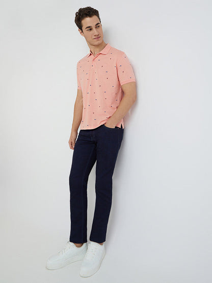 Park Avenue Men Pink Printed Slim Fit Cotton Blend T-Shirt