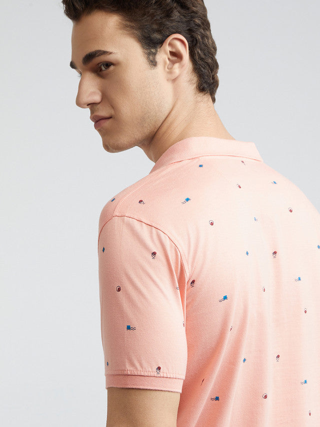 Park Avenue Men Pink Printed Slim Fit Cotton Blend T-Shirt