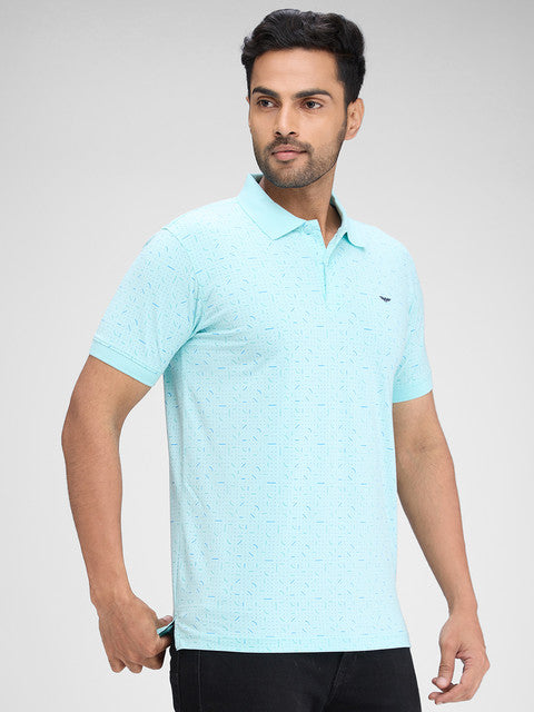 Park Avenue Men Green Printed Slim Fit Cotton Blend T-Shirt