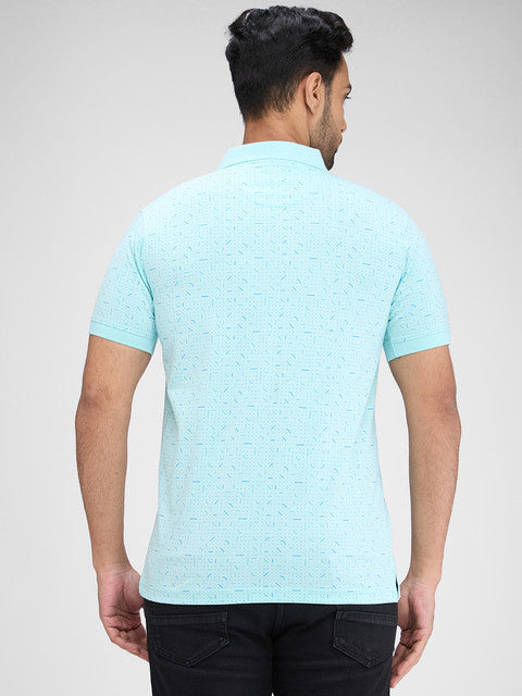 Park Avenue Men Green Printed Slim Fit Cotton Blend T-Shirt