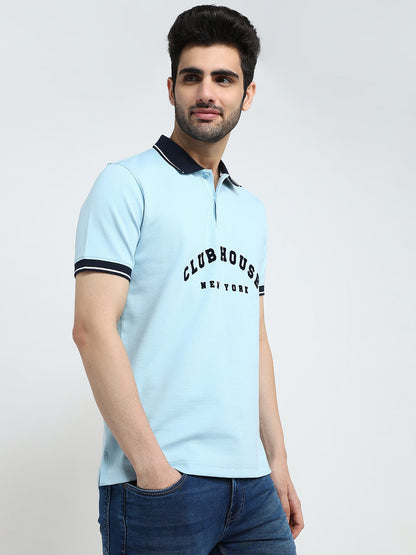 Park Avenue Men Blue Colorblock Slim Fit Cotton Half Sleeve T-Shirt
