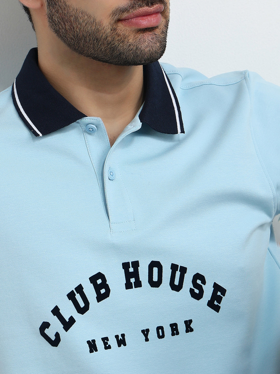 Park Avenue Men Blue Colorblock Slim Fit Cotton Half Sleeve T-Shirt