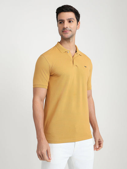 Park Avenue Men Brown Solid Slim Fit Cotton Blend Half Sleeve T-Shirt