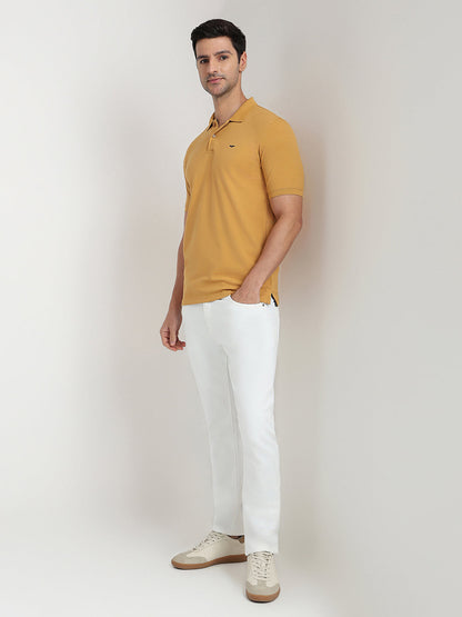 Park Avenue Men Brown Solid Slim Fit Cotton Blend Half Sleeve T-Shirt