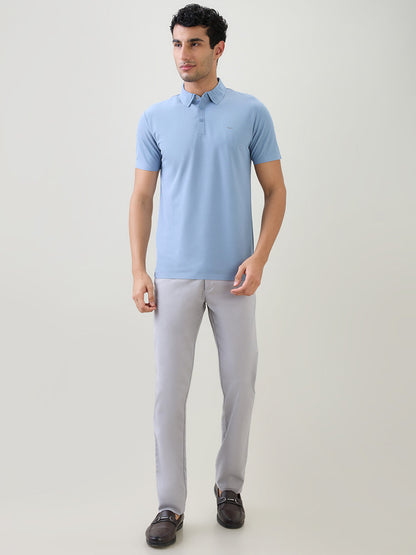 Park Avenue Men Blue Solid Slim Fit Polyester Half Sleeve T-Shirt