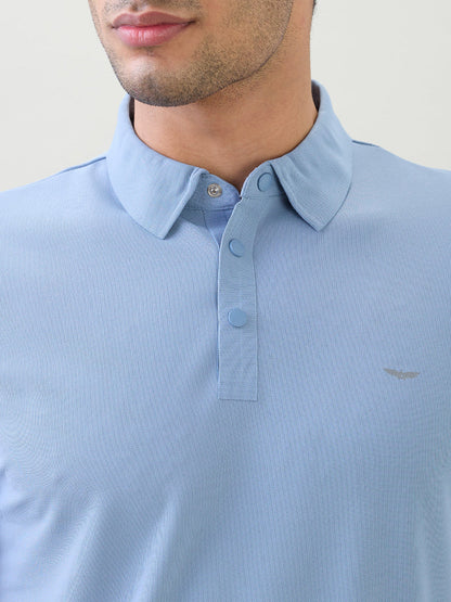 Park Avenue Men Blue Solid Slim Fit Polyester Half Sleeve T-Shirt