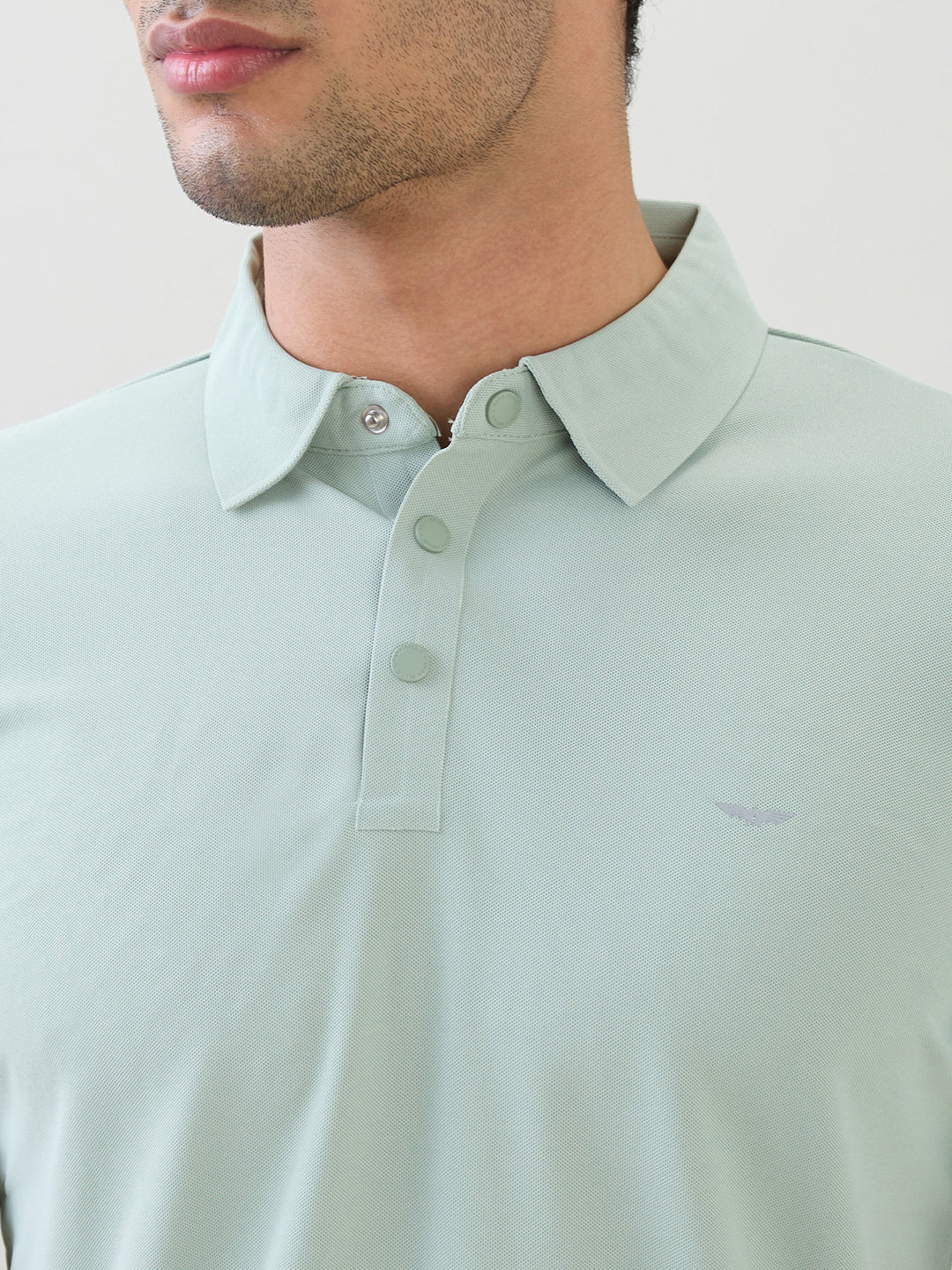 Park Avenue Men Green Solid Slim Fit Polyester Half Sleeve T-Shirt