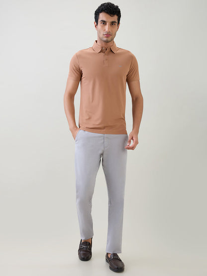Park Avenue Men Brown Solid Slim Fit Polyester Half Sleeve T-Shirt