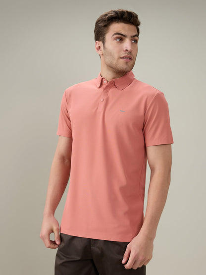 Park Avenue Men Red Solid Slim Fit Polyester Half Sleeve T-Shirt