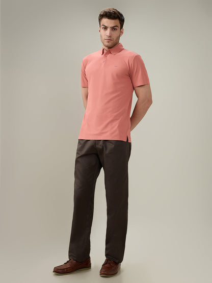 Park Avenue Men Red Solid Slim Fit Polyester Half Sleeve T-Shirt