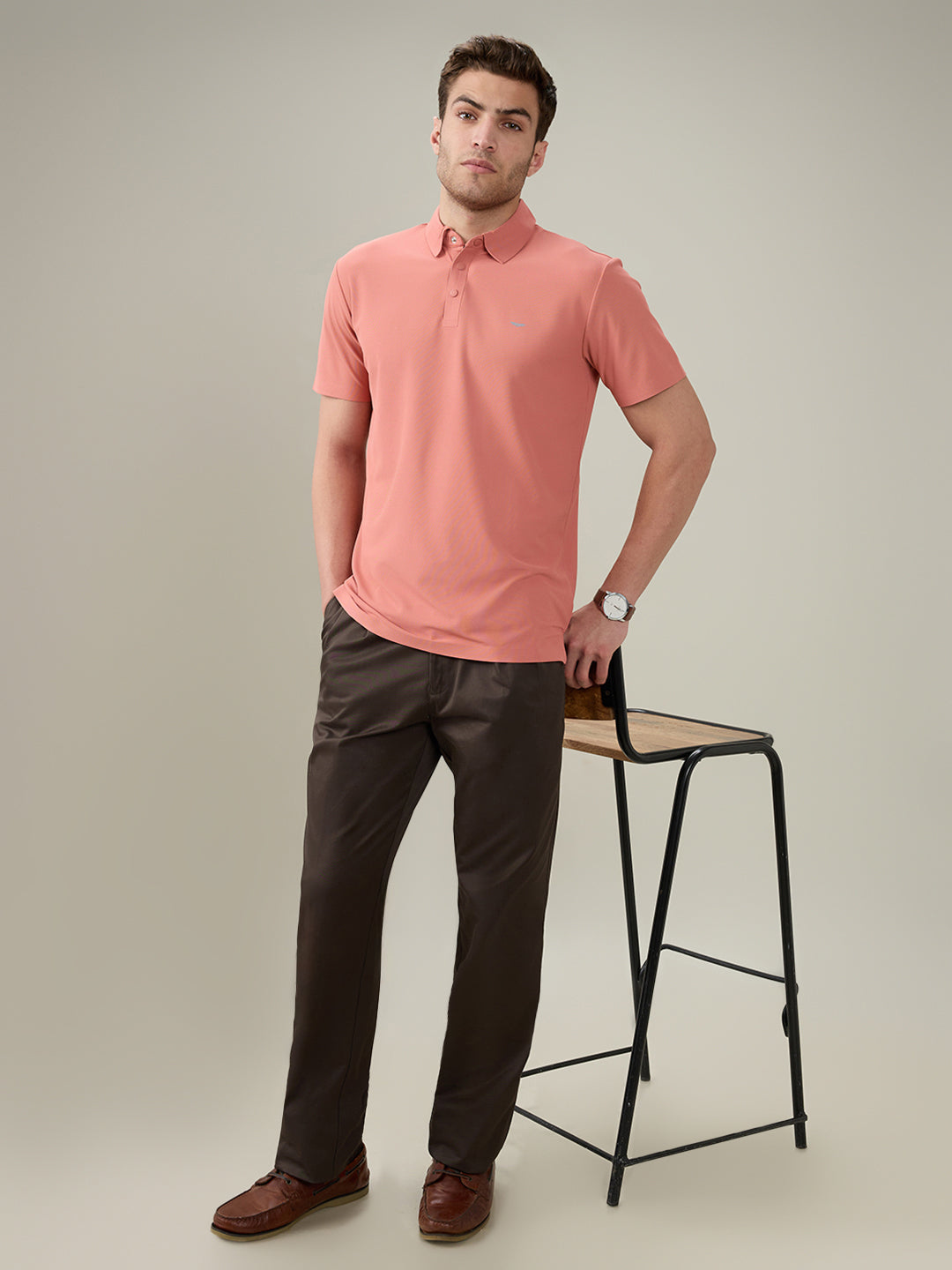 Park Avenue Men Red Solid Slim Fit Polyester Half Sleeve T-Shirt